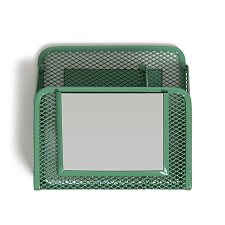 U Brands® Magnetic Locker Mesh Cup With Mirror, 5”H x 4-3/4”W x 2-7/16”D, Sage