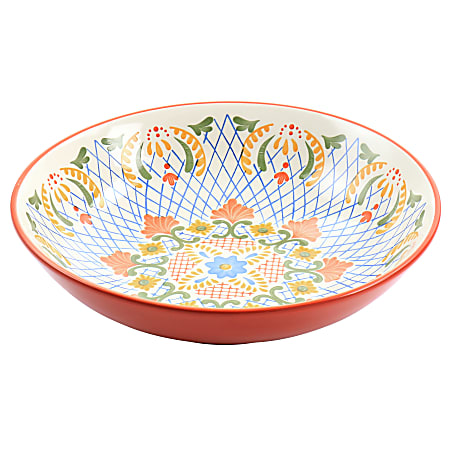 Gibson Laurie Gates California Designs Tierra Pasta Bowl, 2-1/2"H x 10-1/2”W, Red