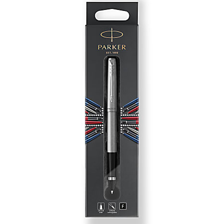 Parker® Jotter Rollerball Pen, Fine Point, 0.5 mm, Stainless-Steel Barrel, Black Ink