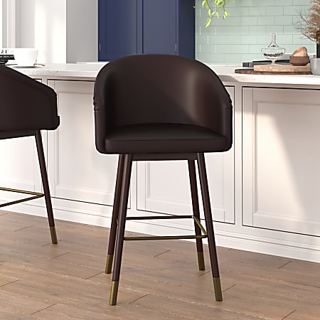 Flash Furniture Margo Commercial-Grade Mid-Back Modern Counter Stool, Brown/Walnut