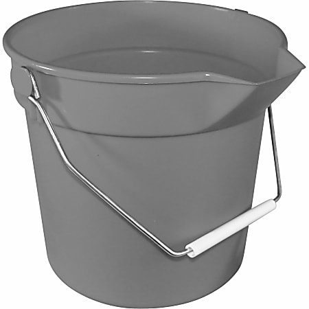 Impact 10-quart Deluxe Bucket - 2.50 gal - Alkali Resistant, Handle, Spill Resistant, Acid Resistant, Chemical Resistant, Heavy Duty, Embossed, Rugged - 10.2" x 11.1" - Polypropylene - Gray - 1 Each