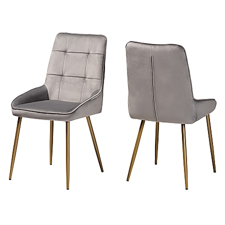 Baxton Studio Gavino Dining Chairs, Gray/Gold, Set Of 2 Chairs