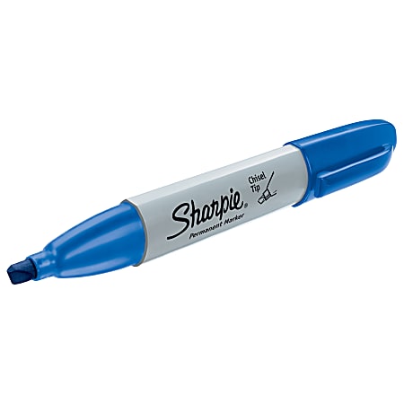 Sharpie® Chisel-Tip Permanent Markers, Blue, Pack Of 12