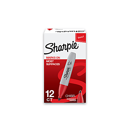 Sharpie Chisel Tip Permanent Markers Red Pack Of 12 - Office Depot