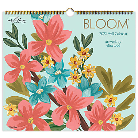 Lang Artisan Spiral Monthly Calendar, 12-3/8” x 13-3/4”, Bloom, January To December 2022, 229990340