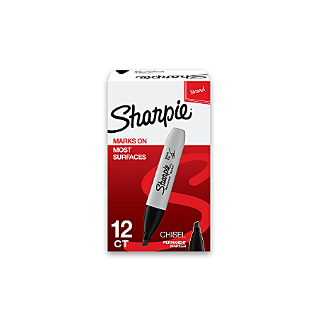 Sharpie® Permanent Markers, Chisel Tip, Black Ink, Pack