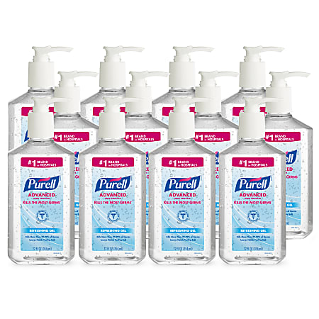 Purell&reg; Instant Hand Sanitizer, 12 Oz. Pump Bottles, Case Of 12
