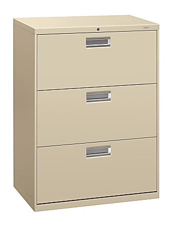 HON® Brigade® 600 36"W x 18"D Lateral 3-Drawer File Cabinet, Putty