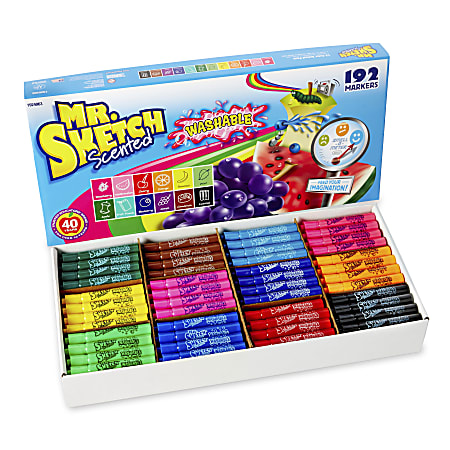 Mr. Sketch Scented Washable Markers - Narrow, Medium, Broad Marker Point - Chisel Marker Point Style - Assorted - 192 / Set