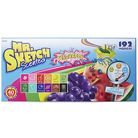 Washable Markers, Broad Chisel Tip, Assorted Colors, 192/Set
