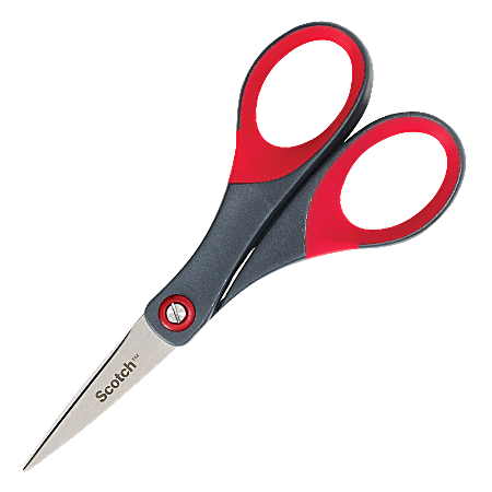Scotch Precision Scissors, 6", Pointed, Gray/Red