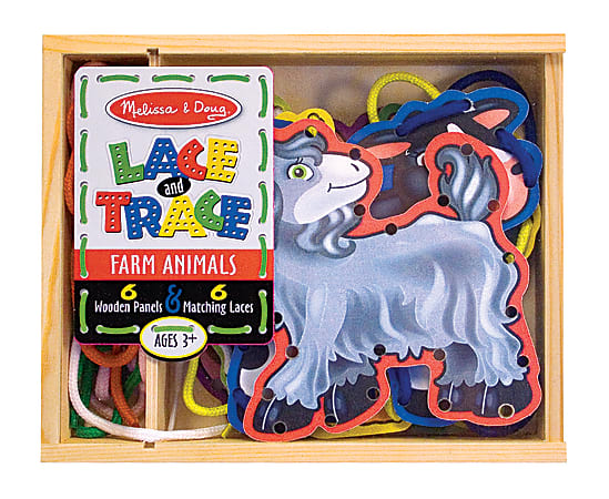 Melissa & Doug Farm Animals Lace And Trace Panels, Set Of 5