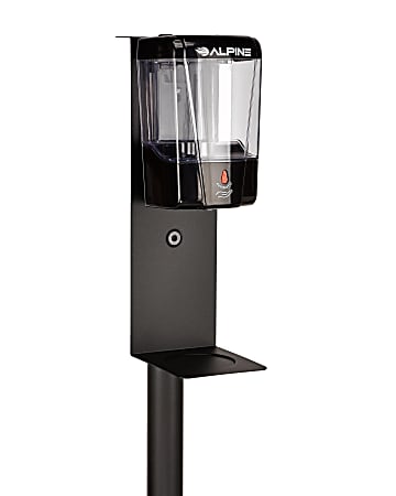 Alpine Automatic Transparent Gel Hand Sanitizer/Liquid Soap Dispenser With Stand, 700 mL, 52-1/2" x 14-15/16", Black