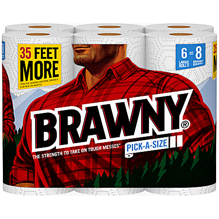 Brawny® Pick-A-Size® 2-Ply Paper Towels, 87 Sheets Per Roll, Pack Of 6 Rolls