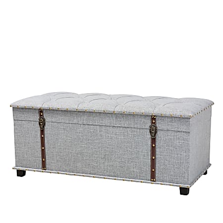 Baxton Studio Kyra Storage Trunk Ottoman, Gray