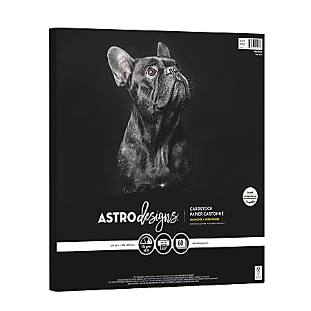 Astrodesigns Cardstock, Very Black, 12” x 12”, 65 Lb, Pack Of 60 Sheets