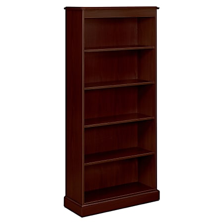 HON® 94000 78 1/4" 5-Shelf Traditional Bookcase, Mahogany/Dark Finish, Standard Delivery