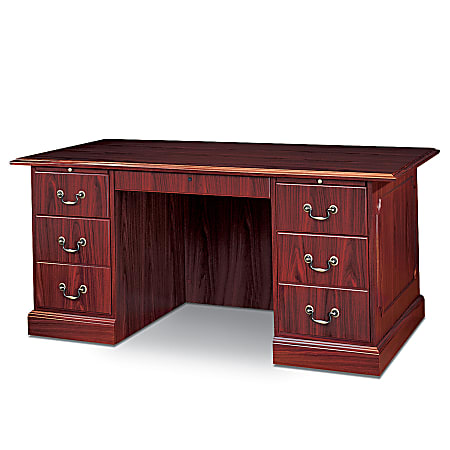 HON® 94000 60"W Double-Pedestal Computer Desk, Mahogany