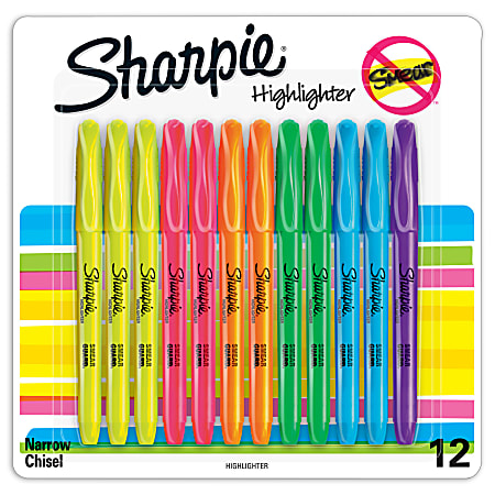 Sharpie® Accent® Pocket Highlighters, Chisel Tip, Assorted, Pack Of 12