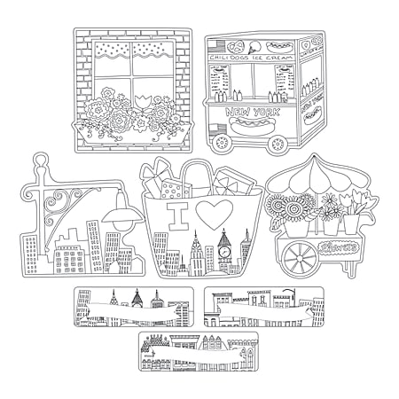 Barker Creek®Accents, Double-Sided, Color Me! Cityscapes, Pack Of 36