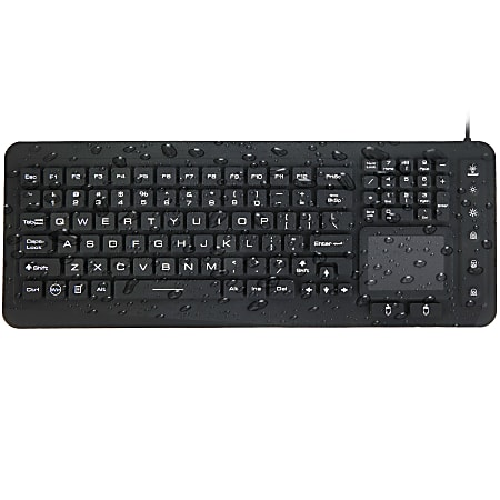 Delton M70 Medical Grade Airtight Waterproof USB Backlit Computer Keyboard And Touchpad, Black