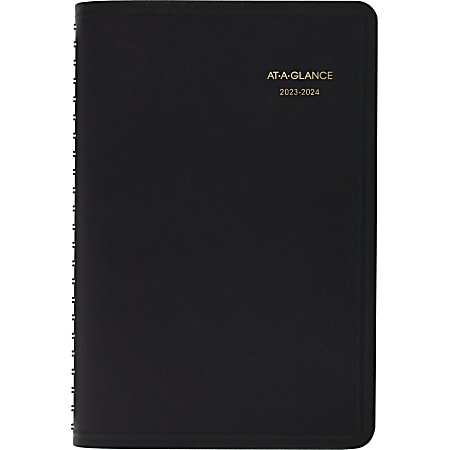2023-2024 AT-A-GLANCE® Academic Daily Appointment Book Planner, 5" x 8", Black, July 2023 To June 2024, 7080705
