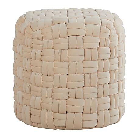 LumiSource Braided Round Ottoman, 16-1/2”H x 17”W x 17”D, Cream