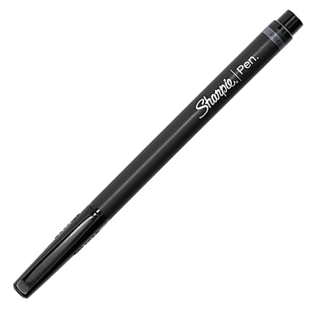 Sharpie® Pens, Fine Point, 0.8 mm, Gray/Black Barrel, Black Ink