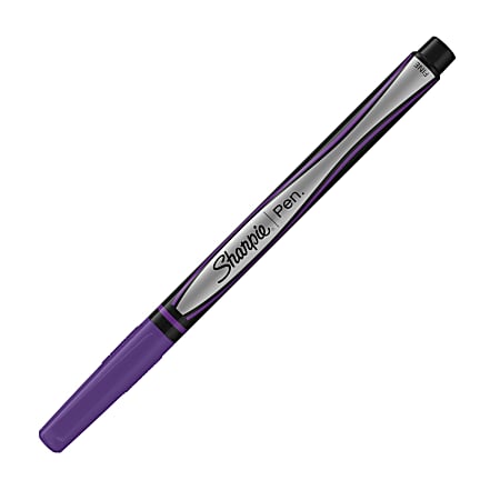Sharpie® Pens, Fine Point, 0.8 mm, Gray/Purple/Black Barrel, Purple Ink