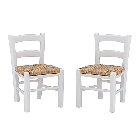 Linon Toussand Kids Chairs, White/Natural, Set Of 2 Chairs