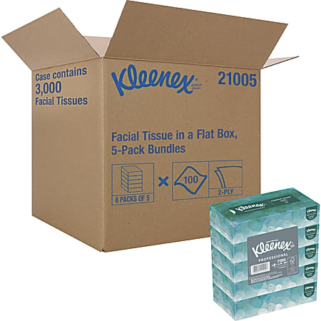 Kleenex® 2-Ply Facial Tissues, White, 100 Tissues Per Box, Carton Of 30 Boxes