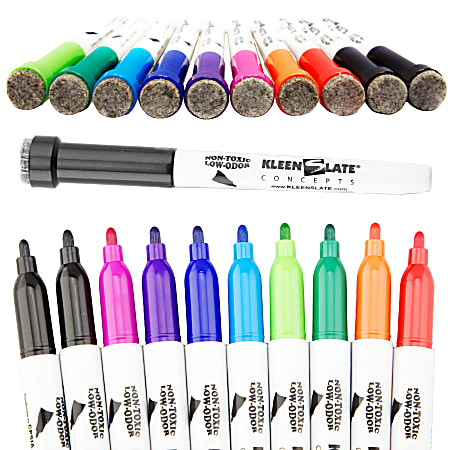 KleenSlate Assorted Small Dry Erase Markers with Erasers