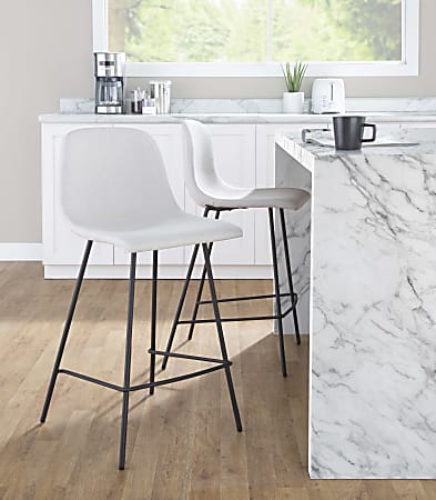 LumiSource Rocca Contemporary Counter Stools, Beige/Black, Set Of 2 Stools