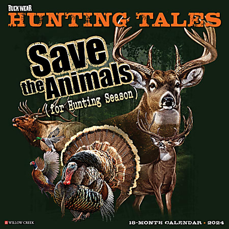 2024 Willow Creek Press Humor & Comics Monthly Wall Calendar, 12" x 12", Buck Wear's Hunting Tales, January To December