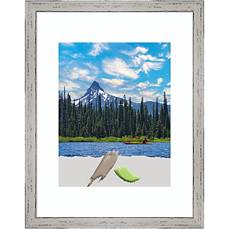 Amanti Art Shiplap Narrow Wood Picture Frame, Opening Size 12” x 15” (Matted To 11” x 14”), White