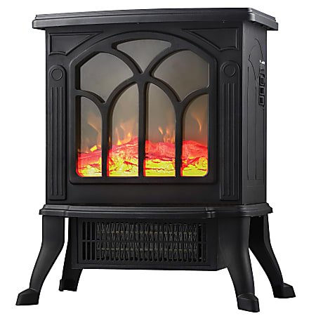 Comfort Glow&reg; The Sanford&trade; 1,500-Watt Freestanding Electric Stove With Real Flame Look, 15-3/8&rdquo; x 9-3/8&rdquo;, Matte Black