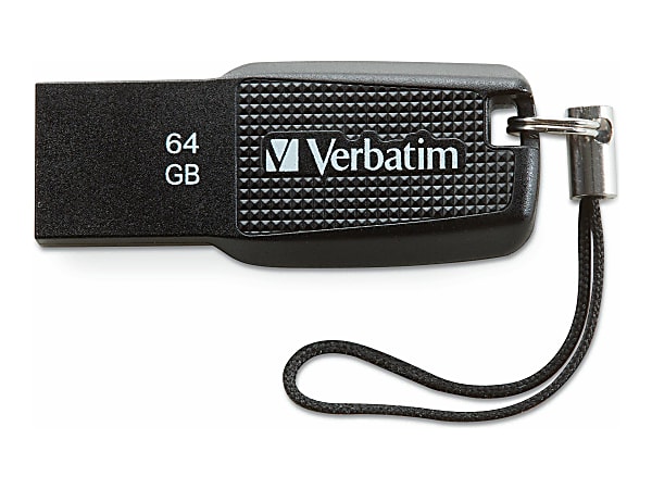 Verbatim 64GB Ergo USB Flash Drive - Black - The Verbatim Ergo USB drive features an ergonomic design  - 70877