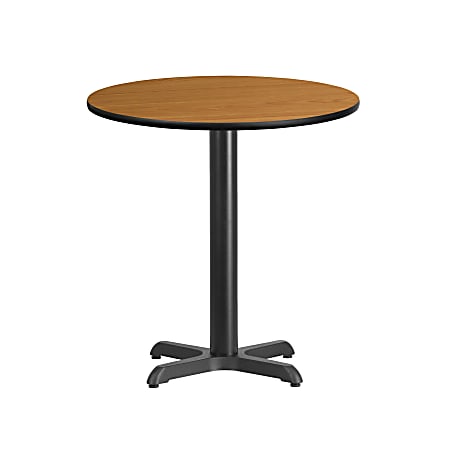 Flash Furniture Laminate Round Table Top With Table-Height Base, 31-1/8"H x 24"W x 24"D, Natural/Black