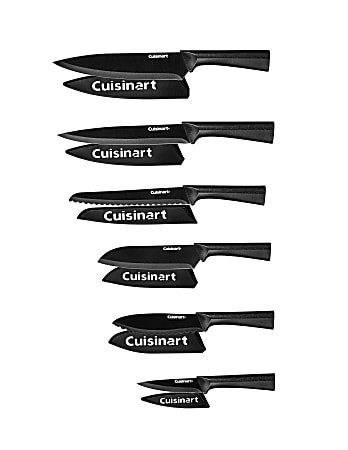 Cuisinart 12-Piece Metallic Knife Set With Blade Guards, Black