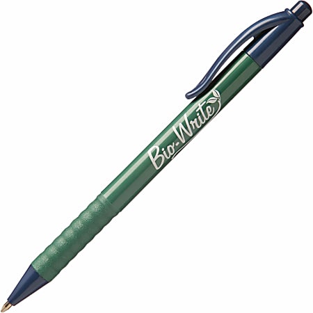 SKILCRAFT® Bio-Write® Retractable Pens, Fine Point, Blue Ink, Pack Of 12 (AbilityOne 7520-01-578-9301)