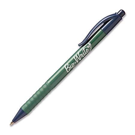 SKILCRAFT® Bio-Write® Retractable Pens, Medium Point, Blue Ink, Pack Of 12 (AbilityOne 7520-01-578-9303)