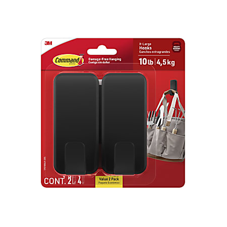 Command™ Jumbo Hook, 2 XL Hooks, 4 Adhesive Strips, Damage Free Hanging, No Tools Wall Hanging Strips For Living Spaces