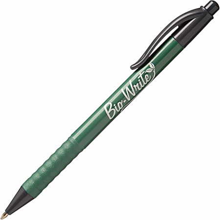 SKILCRAFT® Bio-Write® Retractable Pens, Medium Point, Black Ink, Pack Of 12 (AbilityOne 7520-01-578-9305)