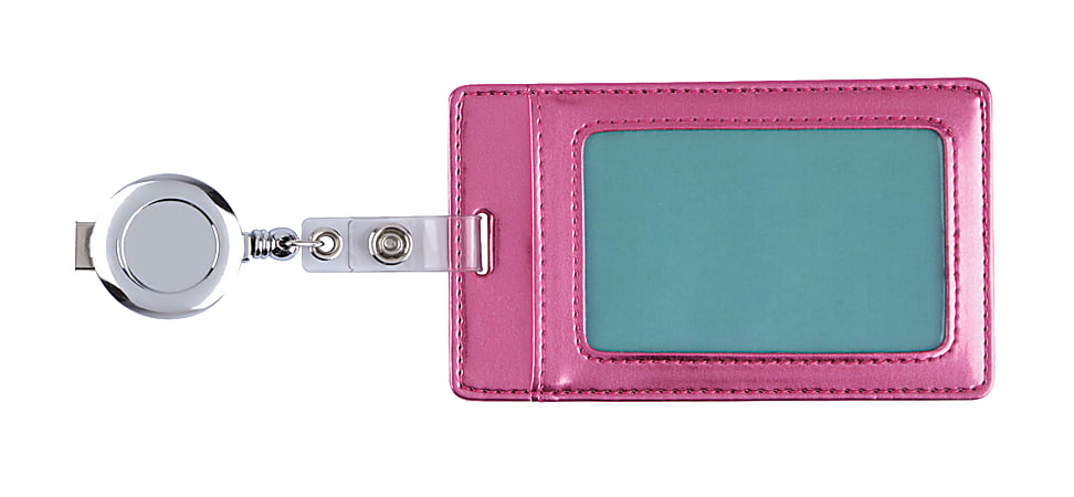 DiVoga® Metallic Pop Pink ID Badge Holder, 2"H x 4"W, Pink
