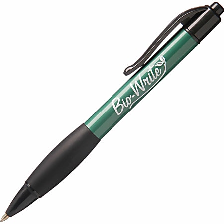 SKILCRAFT® Bio-Write® Retractable Pens, Fine Point, Black Ink, Pack Of 12 (AbilityOne 7520-01-578-9306)