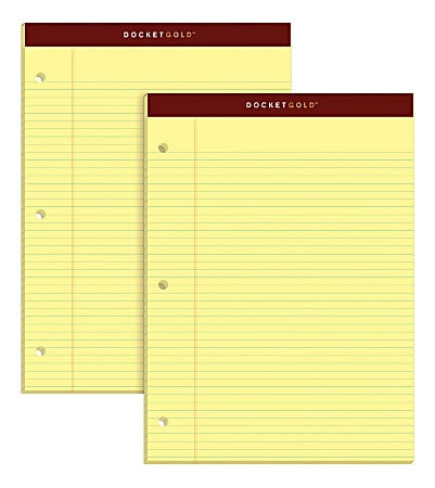 TOPS™ Double Docket™ Writing Pads, 8 1/2" x 11", Narrow Ruled, 100 Sheets, Canary, Pack Of 2 Pads