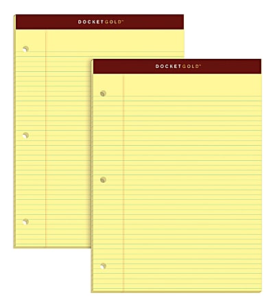 TOPS Docket Gold Writing Pads - 8.5x11.75", Legal Rule, Canary Paper, Perforated, 50 Sheets, 6 Pack
