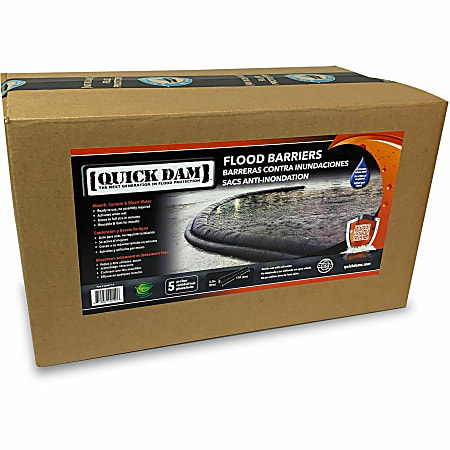 Quick Dam Flood Barriers, 3.5"H, Black, 5 / Carton
