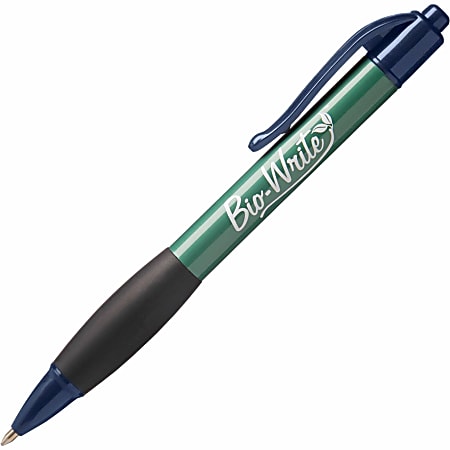 SKILCRAFT® Bio-Write® Retractable Pens, Fine Point, Blue Ink, Pack Of 12 (AbilityOne 7520-01-578-9308)