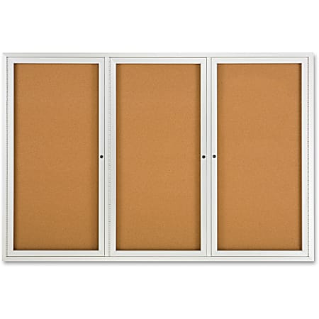 Quartet® Fully Enclosed 3-Door Bulletin Board, 72" x